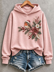 Women's Floral and Bird Patchwork Art Hoodie