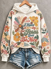 Women's 'I Have A Lot To Say But Jesus Said Be Nice' Printed Casual Hoodie
