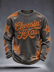 Men's Football Game Day Casual Waffle Long Sleeve T-Shirt