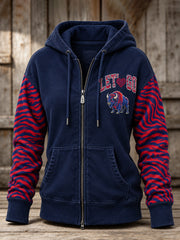 Women's Football Lover Buffalo Print Casual Zip-Up Hoodie