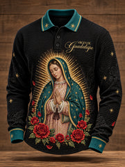 Men's Mexico Our Lady of Guadalupe Day Faith Art Printed Waffle Casual Tops