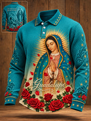 Men's Mexico Our Lady of Guadalupe Day Faith Art Printed Waffle Casual Tops