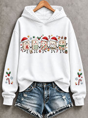 Women's Christmas Mahjong Print Casual Hoodie