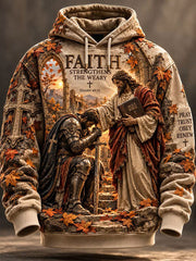 Men's Faith Print Oversized Drop-Shoulder Hoodie