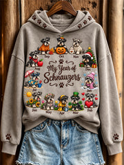 Women's My Year of Schnauzers Monthly Dogs Print Hoodie
