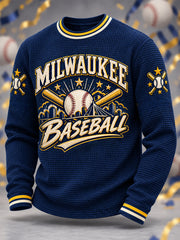 Men's Gift For Baseball Fans Casual Waffle Long Sleeve T-Shirt