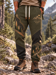 Men's Wilderness Trail Print Hike Lovers Casual Pants