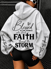 Women's Blessed Is The Woman Who Stands In Faith Print Hoodies