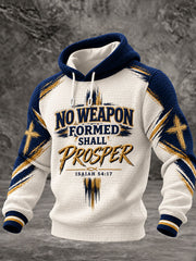 Men's No Weapon Formed Shall Prosper Print Checkered Cotton Hoodie