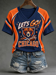 Women's Football Gameday Gift For Football Fans Casual V-Neck Tee