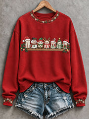 Women's Christmas Mahjong Print Casual Sweatshirt