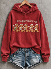 Women's 'Off To Play Mahjong' Christmas Mahjong Print Casual Sweatshirt