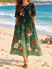 Women's AU Christmas Art Printed Dress