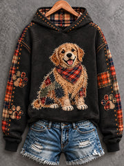 Women's Patchwork-style Dog print Regular Sweatshirt
