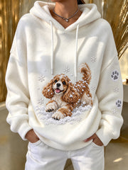 Women's Winter Cocker Spaniel Pattern Causal Flannel Hoodie