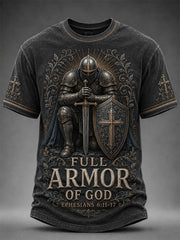 Men's Christian Full Armor Of God Print Casual Tee
