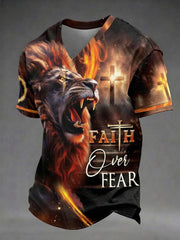 Men's Faith Over Fear Printed V-neck T-shirt