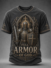 Men's Christian Full Armor Of God Print Casual Tee