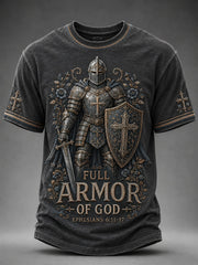 Men's Christian Full Armor Of God Print Casual Tee