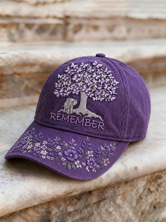 Unisex Purple Floral & Alzheimer's Awareness Support Hat