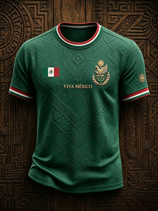 Men's Mexico Football Lover Art Printed T-shirt