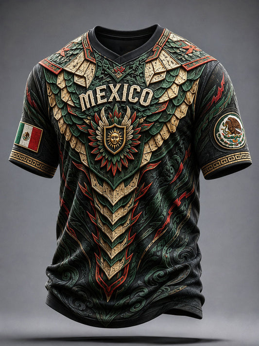 Men's Mexico Football Lover Alebrije Art Printed T-shirt