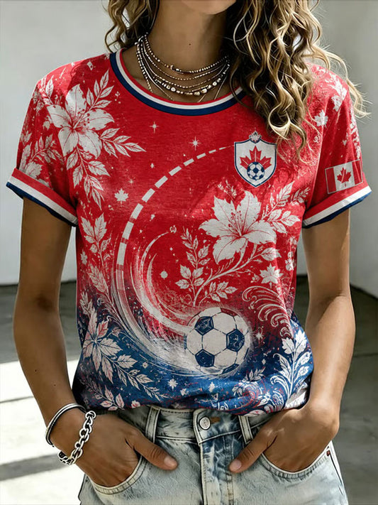 Women’s Canada Soccer Printed Casual T-Shirt