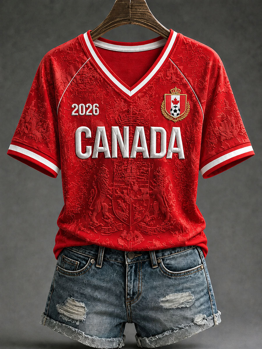 Women’s Canada Soccer Printed Casual T-Shirt