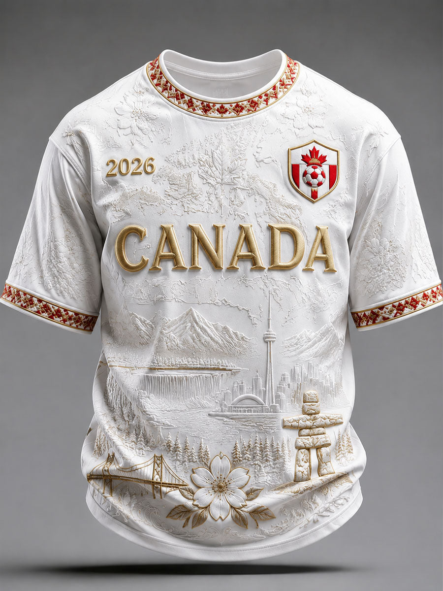 Men's Canada Soccer Printed Casual T-Shirt