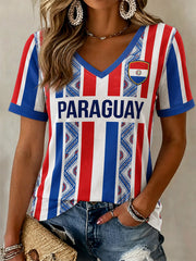 Women's Gift For Football Fans Print Casual V-Neck Tee
