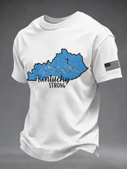 Men's Kentucky Strong Printed imitation cotton short-sleeved T-shirt