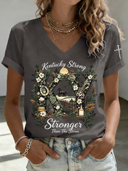 Women's Kentucky Stronger Than Storm Print  short-sleeved T-shirt