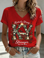 Women's Kentucky Stronger Than Storm Print  short-sleeved T-shirt