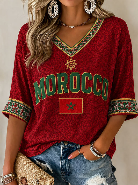 Women’s Morocco Football Printed Casual T-Shirt