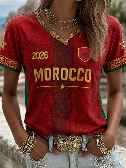 Women’s Morocco Football Printed Casual T-Shirt