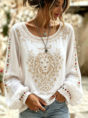Women's Morocco Printed Cotton-Linen Shirt