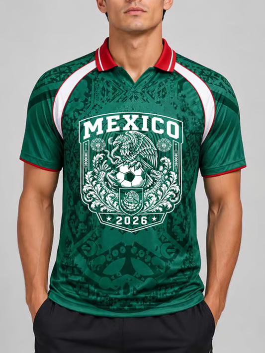 Men's Mexico Football Lover Art Printed T-shirt