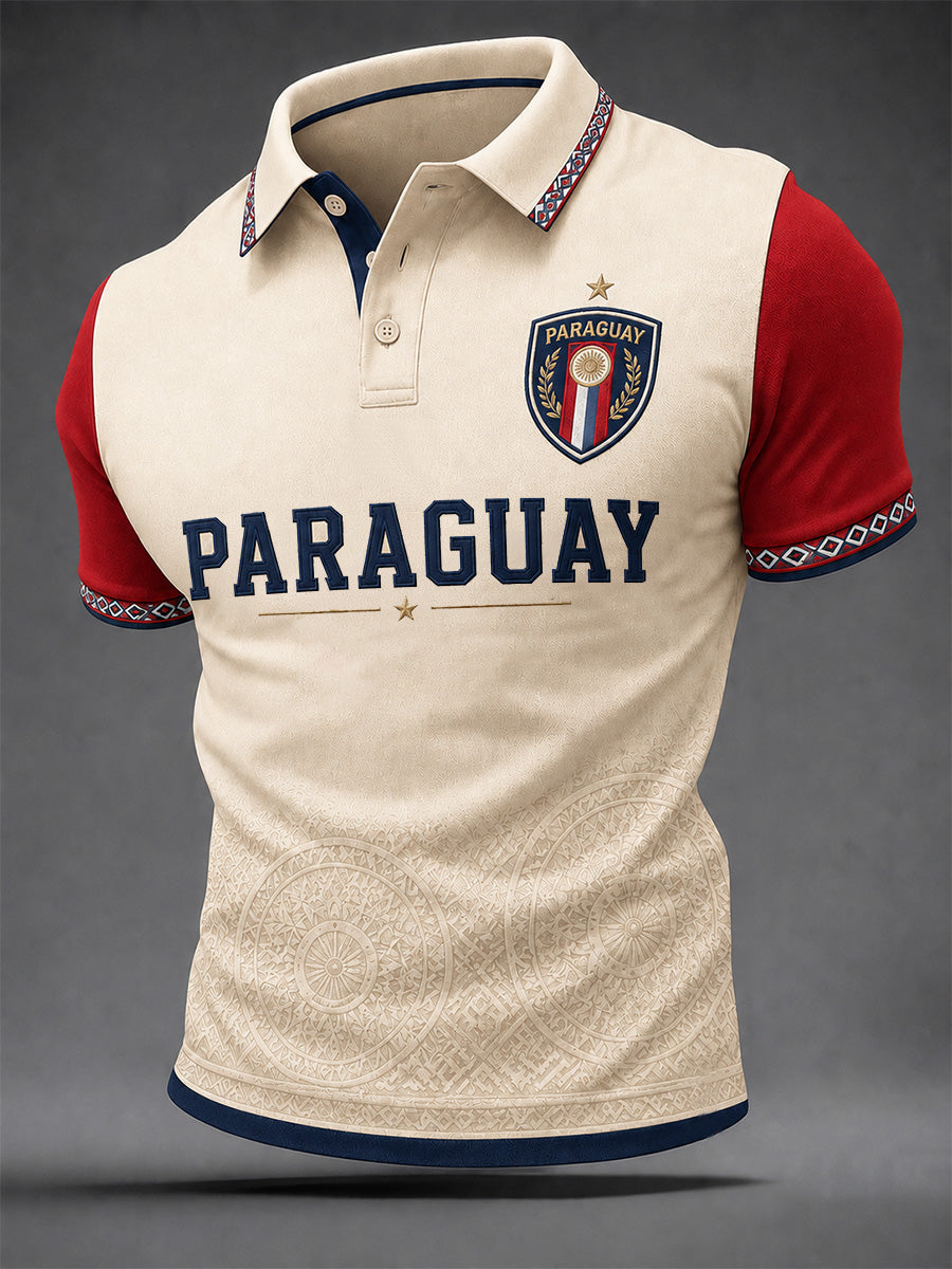 Men's Gift For Paraguay Football Fans Print Casual Polo