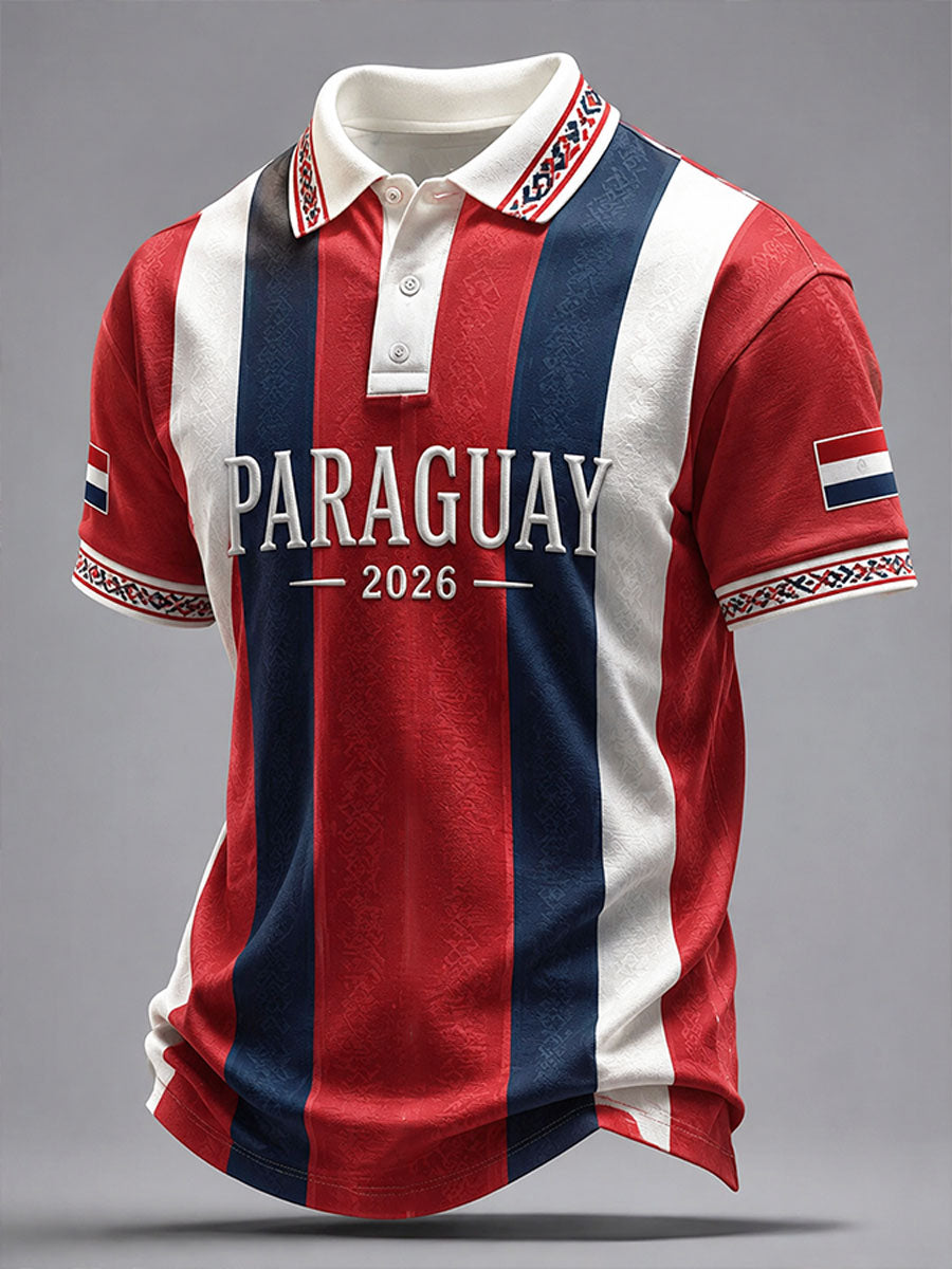 Men's 2026 Paraguay Football Style T-shirt Polo Shirt