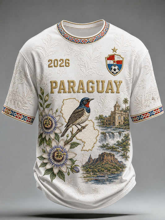 Men's Paraguay Football Print Casual T-Shirt