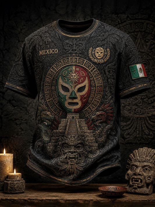 Men's Mexico Football Lover Art Printed T-shirt
