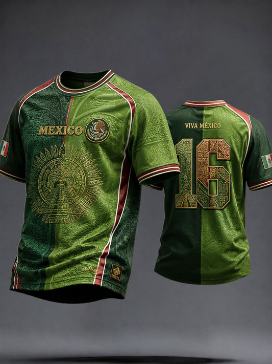 Men's Mexico Football Lover Art Printed T-shirt
