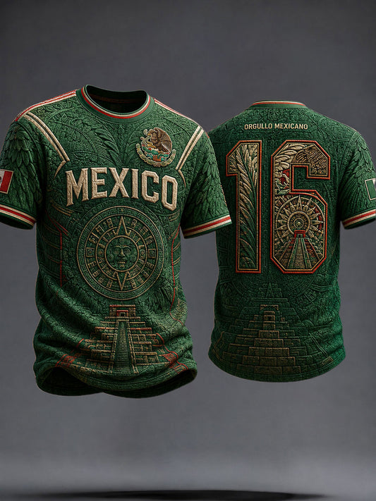 Men's Mexico Football Lover Art Printed T-shirt