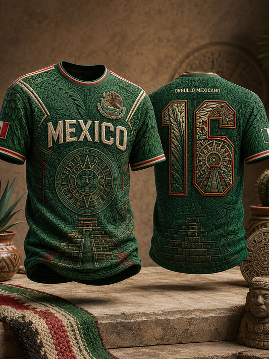 Men's Mexico Football Lover Art Printed T-shirt
