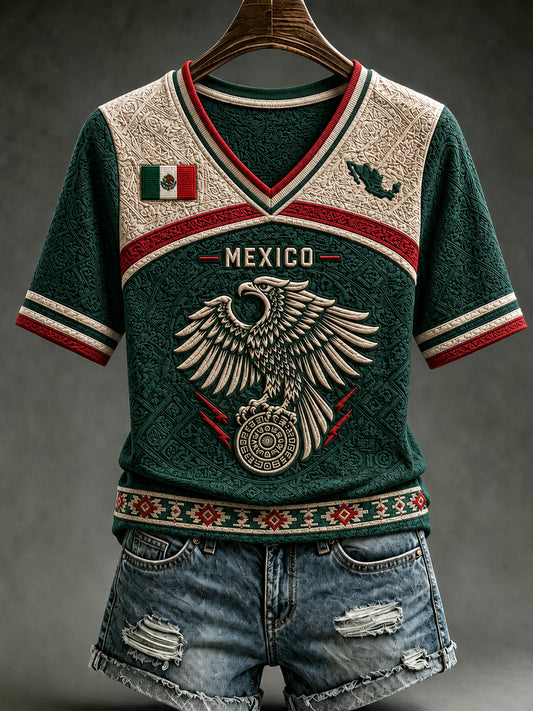 Women's Mexico Football Lover Art Short Sleeve T-shirt