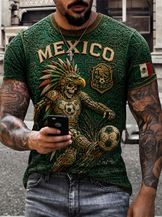 Men's Mexico Football Lover Art Printed T-shirt