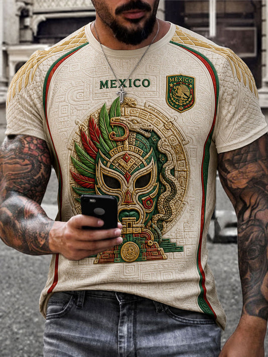 Men's Mexico Football Lover Art Printed T-shirt