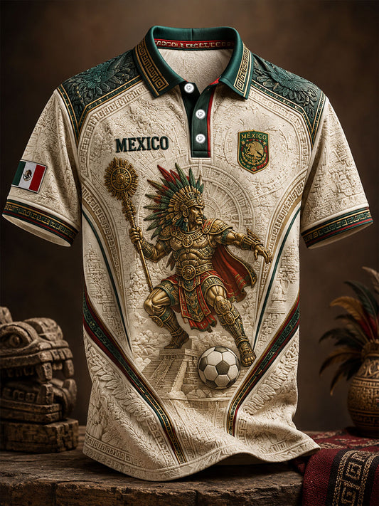 Men's Mexico Football Lover Art Printed Casual Tops