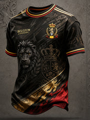 Men's Belgium Football Lover Art Printed T-shirt