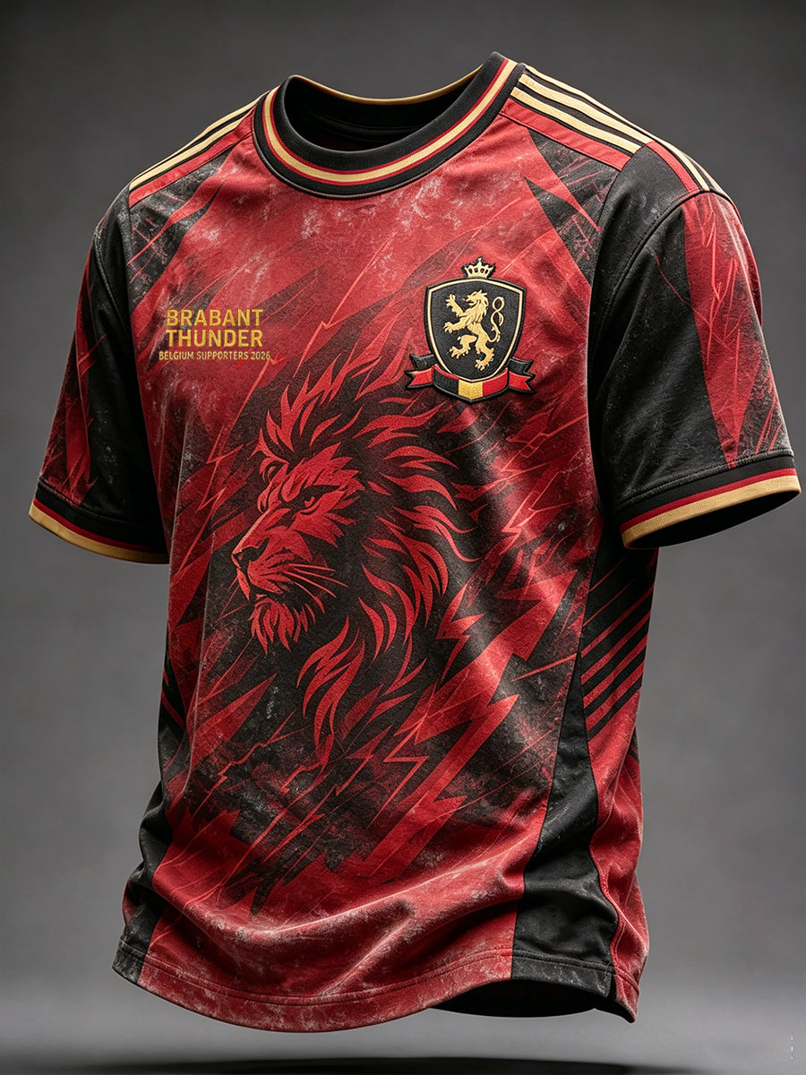 Men's Belgium Football Lover Art Printed T-shirt
